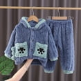 thumbnail image 6 of KYAIGUO Toddler Fleece Dinosaur Pjs 2 PCS Set for Kids Thickened Sleepwear Coat & Pants Hooded Outerwear for Boys Girls 6M-4Y, 6 of 8