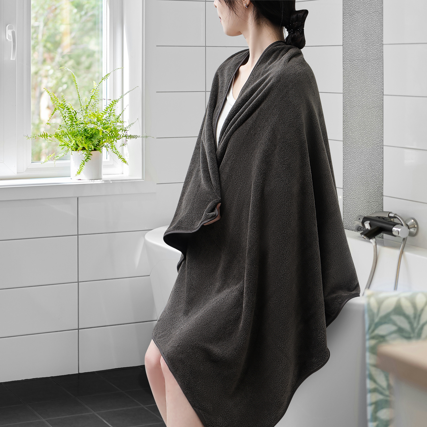 Kebury 18 Piece Family Bath Towels Set - 6 Bath Sheets, 6 Hand Towels & 6 Washcloths - Microfiber Shower Towels with Hanging Loop Absorbent Ultra Soft Towels for Bathroom Spa Gym- Dark Brown