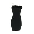 thumbnail image 5 of Qiylii Women's Sexy Feather Party Coctail Dress Faux Fur Trim Elegant Spaghetti Strap Bodycon Mini Dress Evening Club Wear, 5 of 8