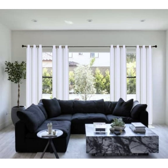 Full Room Darkening 100% Blackout Curtain set of 2 Panels White Color Top Grommets For Bedroom, Living Room Home Décor 84 inch Long