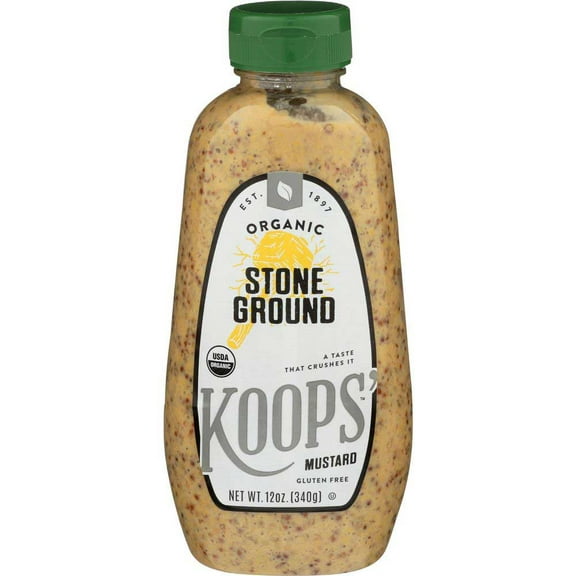 Koops Organic Gluten Free Stone Ground Mustard, 12 Ounce -- 12 per Case.