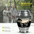 thumbnail image 3 of MUKTIVE Music Urn for Human Cremation Ash Holder, Large 10 Inch Urns for Adult Men Burial, 3 inch Urns for Couple Funeral, Memorial Grey Urn for Mother, (1 Large, 4 Keepsake), 3 of 7