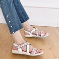 thumbnail image 4 of Vedolay Cute Sandals Womens Wedge Sandals Flower Low Heel Platform Sandals Summer Comfortable Shoes,White 8, 4 of 5