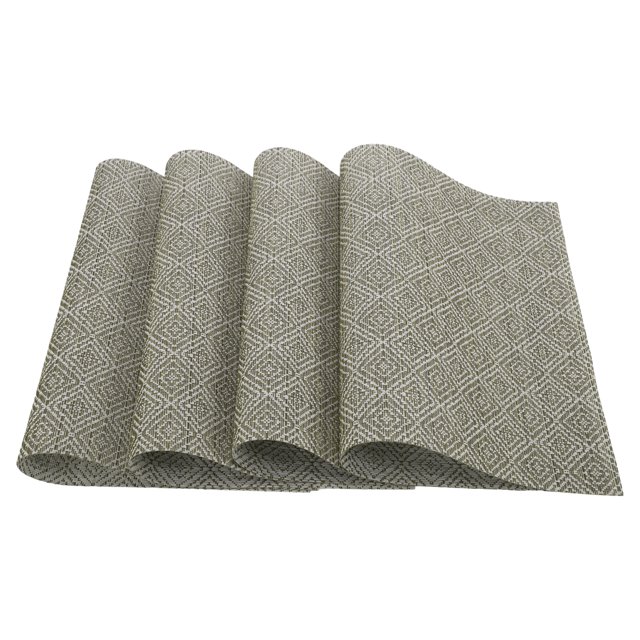 4 Piezas de Manteles de Patrón de Diamante de PVC y Poliéster para Mesa de Cocina, Manteles Lavables en Color Marrón