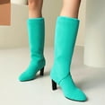 thumbnail image 5 of YLYL Knee High Boots for Women Fur Round Toe High Heels Mid Calf Boots, 5 of 9
