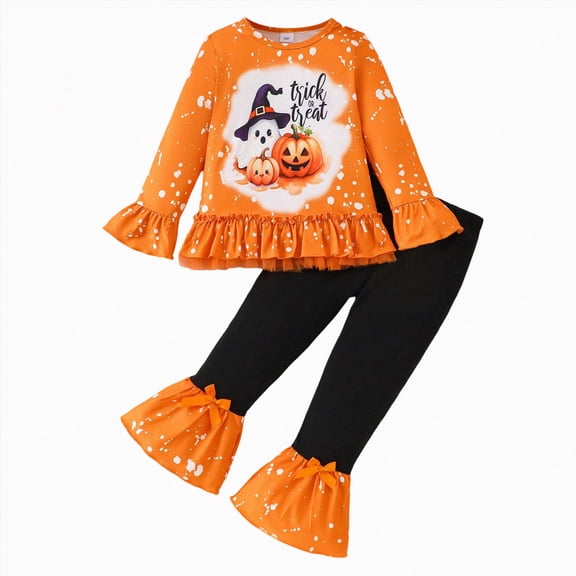 TOWED22 Toddler Girl Clothes Cute Printed Sweatshirt Pants 2Pcs Fall Outfits for Little Girls Clothing Set,Red,4-5 Y
