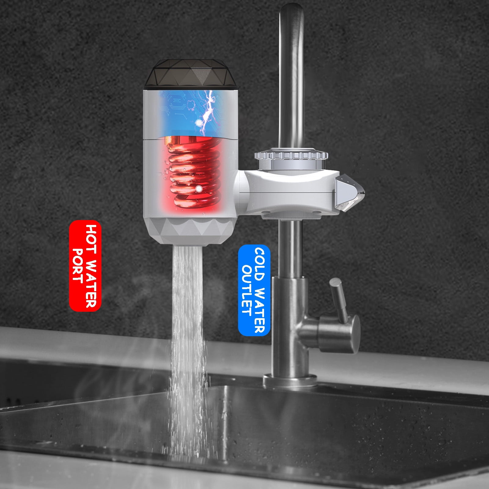 Instant Tankless Hot Water Heater Faucet, Electric Fast Heating Kitchen Tap with LED Digital Display, Adjustable Temperature, Energy-Saving Water Heater for Kitchen, Bathroom Sinks