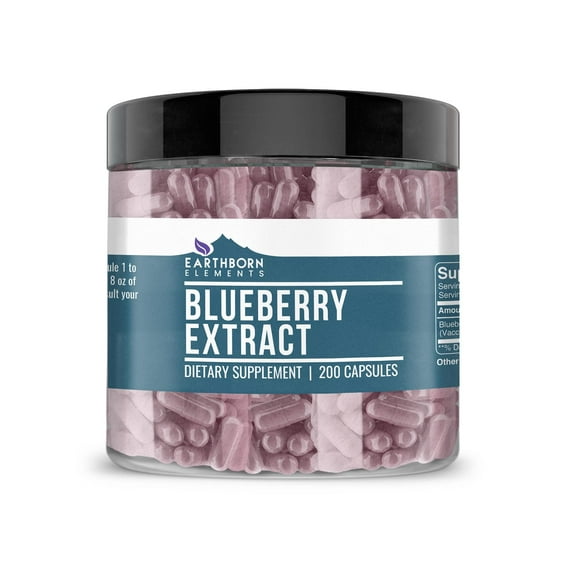 Earthborn Elements Blueberry 10:1 Extract Capsules, Pure & Undiluted, No Additives
