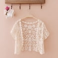thumbnail image 3 of Womens Tassels Lace Bolero Shrugs Short Sleeve Crop Top Crochet Floral Open Front Cardigan for Wedding Evening Dresses, 3 of 16