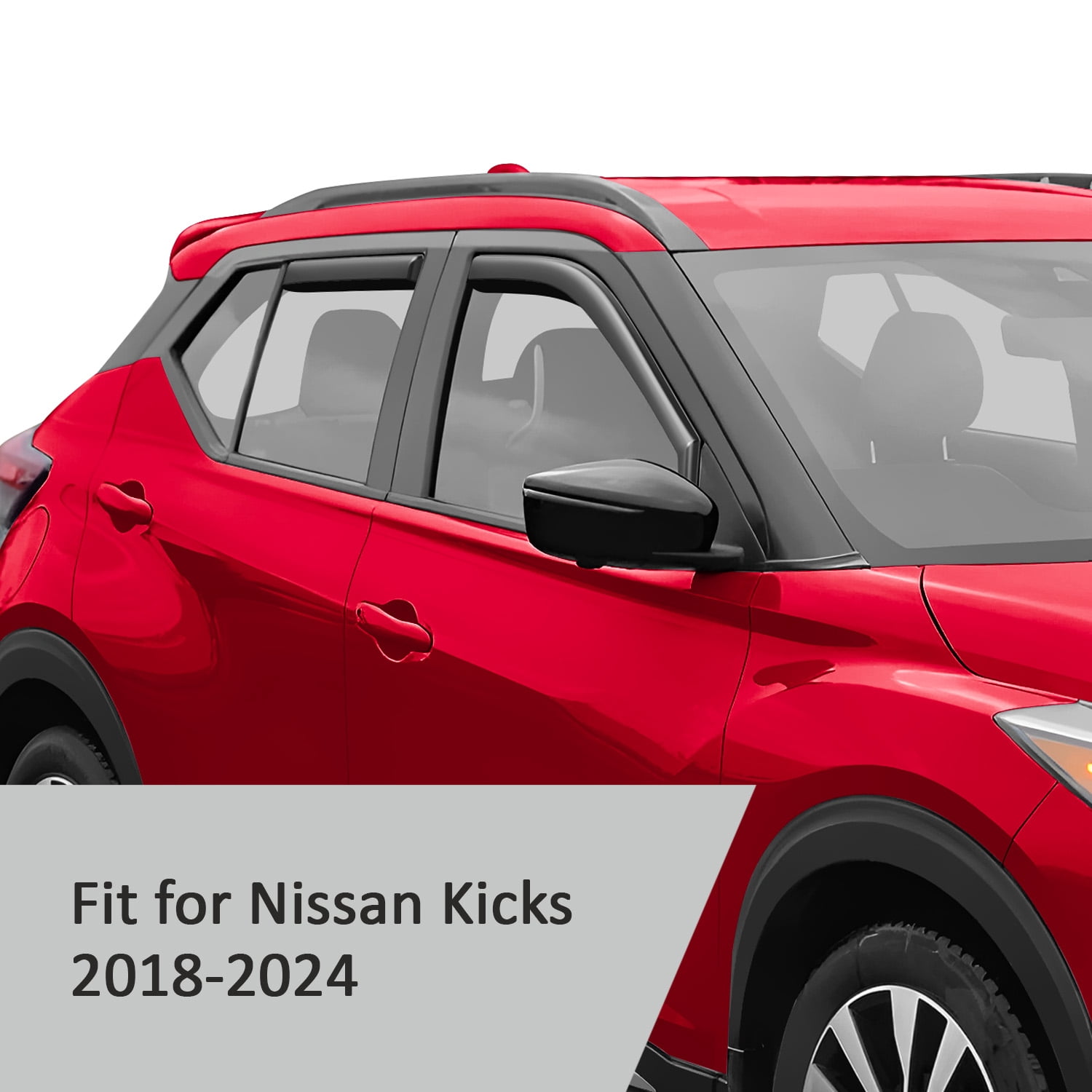 Voron Glass in-Channel Extra Durable Rain Guards for Nissan Kicks 2018-2024, Window Deflectors, Vent Window Visors, 4 Pieces - 200432