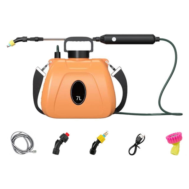 Pulverizador eléctrico de 7L DYNWAVEMX Rociador de jardín potable Botella de riego Varilla telescópica para riego de plantas Regadera eléctrica Rociador de naranja
