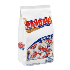 PAYDAY, Peanut and Caramel Snack Size Candy Bars, Individually Wrapped, 33 oz, Bag