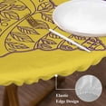 thumbnail image 3 of Conch Mandalas Round Tablecloth, Fitted Table Cover with Elastic for 55"-60" Round Tables, Boho Modern Yellow Purple Abstract Stripe Table Cloth Outdoor Indoor Dinning Party Waterproof Tablecloths, 3 of 7
