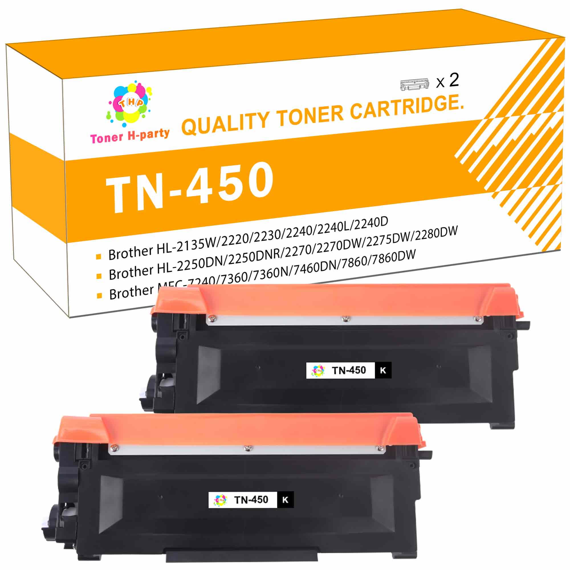 2PK TN450 TN420 Toner Cartridge For Brother HL-2240 2270DW 2280DW MFC-7360N High 
