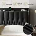 thumbnail image 5 of ipormis Full Bed Frame with Type-C & USB Ports,12" Underbed Storage Space， Metal Platform Beds, with Faux Leather Upholstered Headboard & Footboard,Black, 5 of 8
