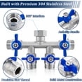 thumbnail image 6 of 4 Way Hose Splitter, 304 Stainless Steel Garden Hose Manifold with 4 Independent Shut-Off Valves, Heavy Duty Outdoor Faucet Adapter, Leak-Proof with Washers & Teflon Tape, 6 of 8