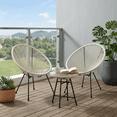 thumbnail image 1 of Velago Acapulco Modern 3pc Steel Patio Bistro Set, White, 1 of 5