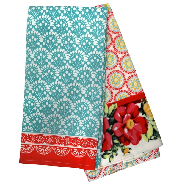 Download Pioneer Woman Floral Pallet Kitchen Towels With Crocheted Top And Button Linens Kitchen Dining Safarni Org