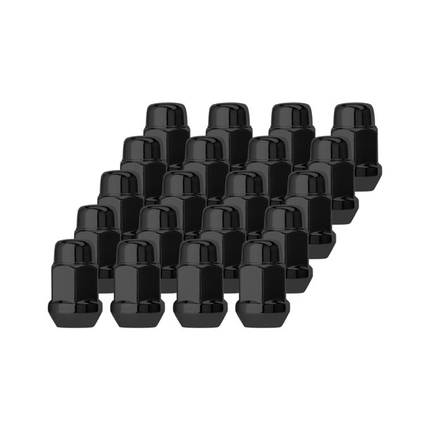 20 Black 12x1.5 Closed End Bulge Acorn Lug Nuts Cone Seat 19mm Hex
