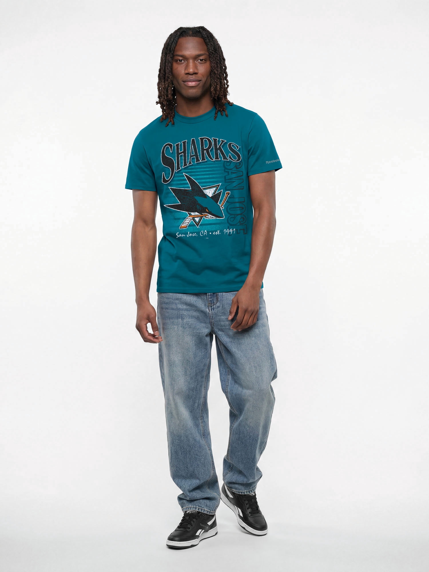 San Jose Sharks Reebok Mens Crew Neck Short Sleeve T-Shirt