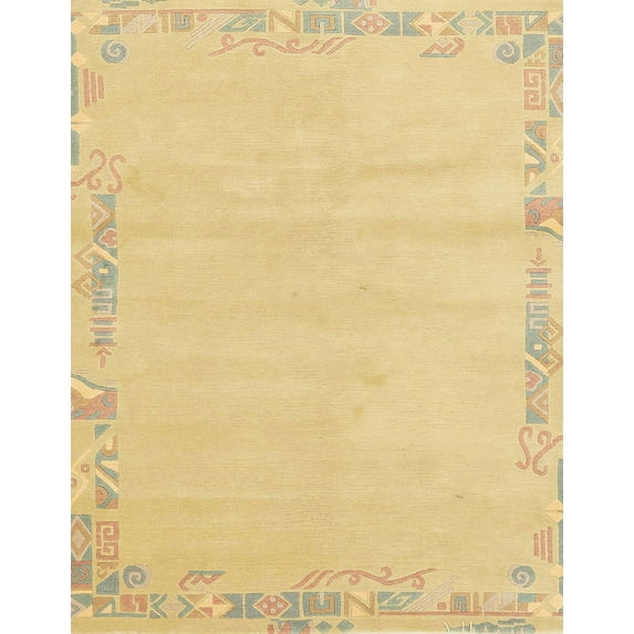 Ahgly Company Indoor Rectangle Abstract Chrome Gold Yellow Solid Area Rugs, 7' x 9'