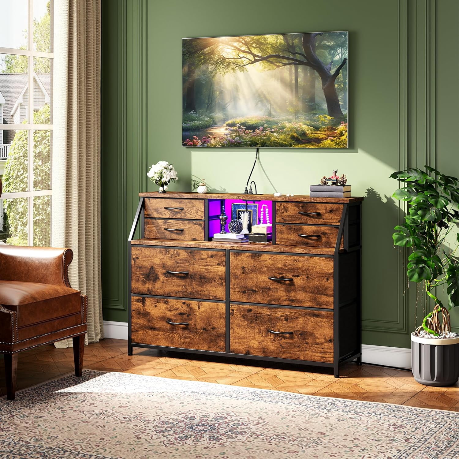 Dresser for Bedroom with Charging Station and LED, Sturdy Chest of  display picture 1