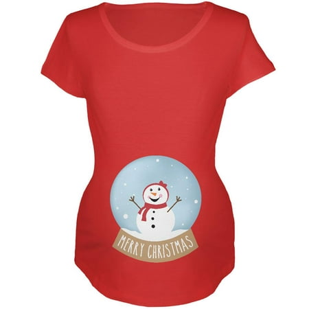 Merry Christmas Snow Globe Snowwoman Maternity Soft T