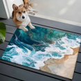 thumbnail image 4 of Teal Blue Washable Small Entryway Area Rugs 2'x3', Gradient Sea Wave Abstract Ocean Beach Scenery Low Pile Throw Rug Non-Slip Sturdy Edge Binding Carpet for Front Door Floor Room Entry, 4 of 9