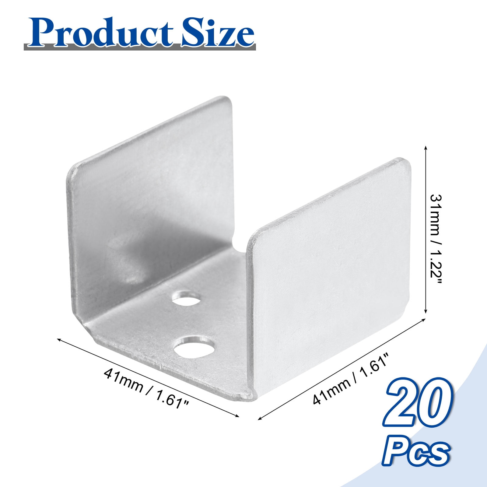 20pcs U Bracket for 1.61" Panels, 41x41x31mm Metal U Shaped Fasteners Brackets