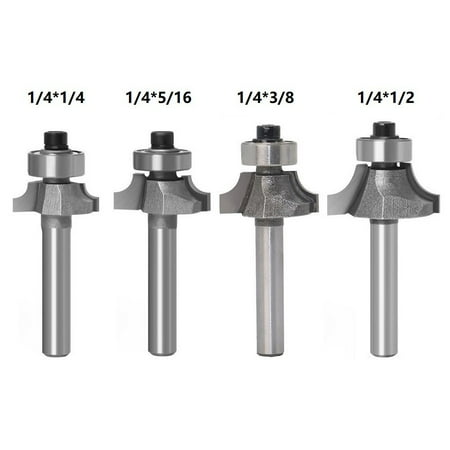 

GLFILL 4Pcs 1/4 Inch Shank Round Over Bead Edge Forming Router Bit 1/4 5/16 3/8 1/2
