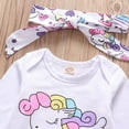 thumbnail image 3 of GYRATEDREAM 4 pcs Baby Girls Pants Set Newborn Infant Toddler Cartoon Romper Pants Hats Headband Clothes 0-24 Months, 3 of 5