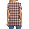 thumbnail image 5 of Women's T-Shirts Summer Plaid V Neck Button Short Sleeve Tops Casual Loose Tunic Comfortable Tee Blouses (S, Rose Gold), 5 of 7
