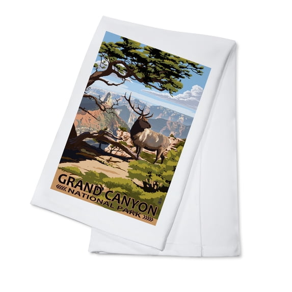 Decorative Tea Towel, Apron Grand Canyon National Park, Arizona, Elk and Point Imperial, Unisex, Adjustable, Organic Cotton