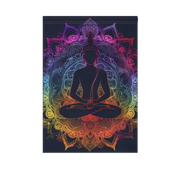 Buddhism Silhouette Garden Flag 12X18 Double Sided Yard Flags for Outside Outdoor All Seasonal Decoration