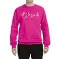 thumbnail image 2 of Wild Bobby, Blessed Inspirational Quote Heart Love, Inspirational/Christian, Unisex Crewneck Graphic Sweatshirt, Fuschia, Large, 2 of 3