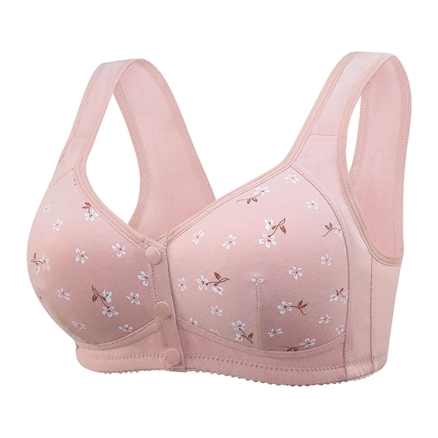 GDREDA Comfort Fit Bra Women Sexy Lace Front Button Shaping Cup Adjustable Shoulder Strap Large Size Underwire Bra Light Pink,54