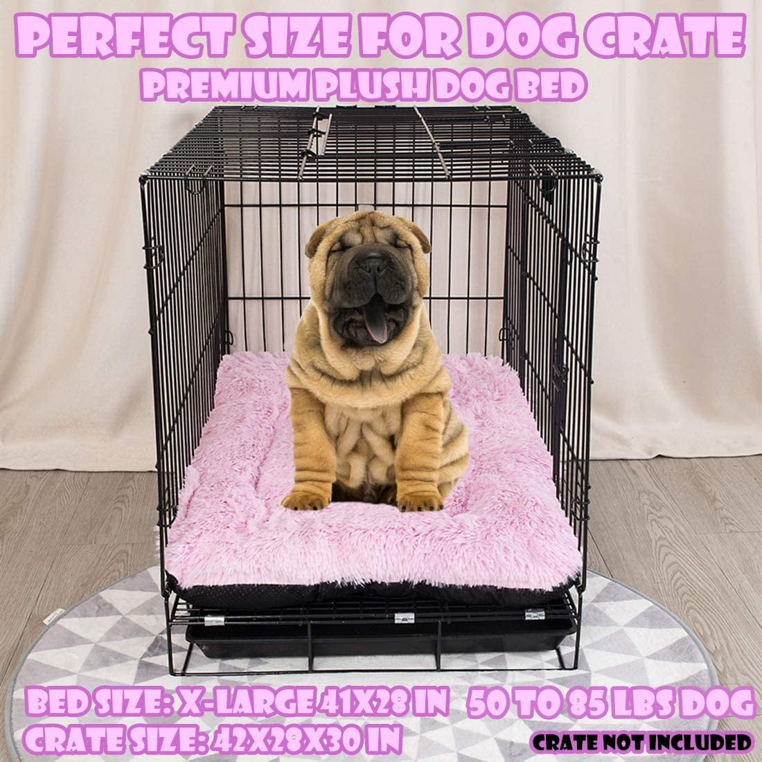Iguohao Poohom Soft Plush Dog Bed dog Crate Bed Pet Cushion Pet Pillow Bed Washable non Slip Crate Dog Bed Crate Mat Pet Bed For Medium Large Dogs X