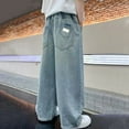 thumbnail image 6 of Teen Boys Denim Pants Jogger Pants ForBoys Elastic High Waisted Straight with Pocket Classic Fit Jogger Clothes 13-14 Years, 6 of 9