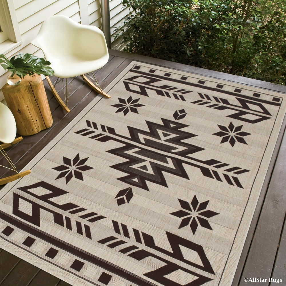 Beige Allstar Indoor Outdoor All Weather Rug with Arrow Pattern (7' 10