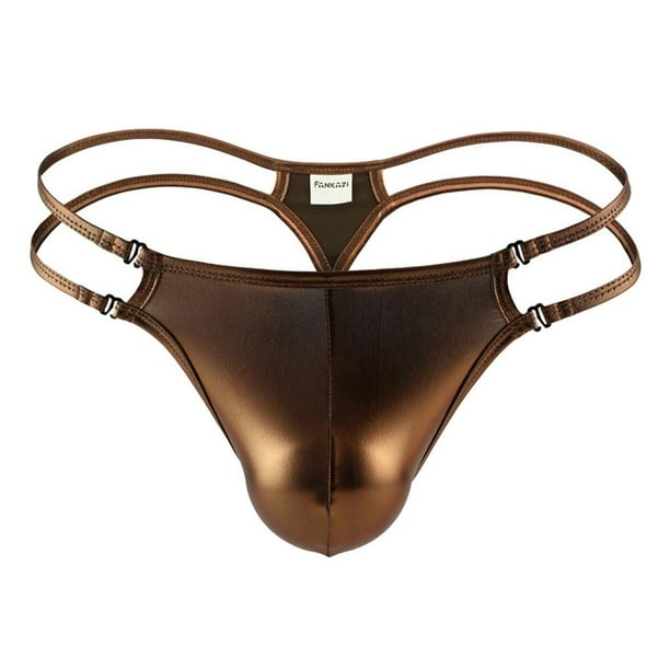 Lencería Erótica Atractiva para Hombre Ropa Interior con Doble Correa Nylon Transpirable T-Back Traje de Noche para Luna de Miel Oro m Sunnimix Ropa interior de tanga para hombres