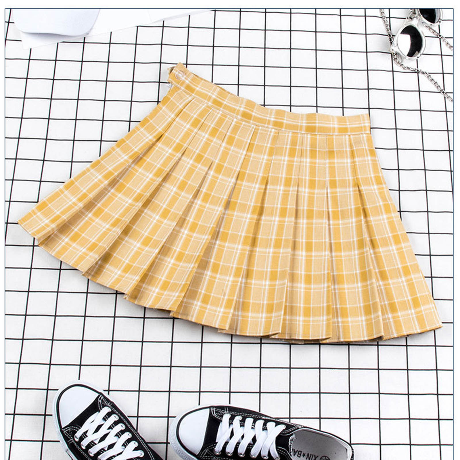 Ugly Christmas Clothing Winter Shirts Deals Juebong Fashion Women Plaid Pleated A Line Skirt Anti Burnout High Waist Short Skirt Yellow M Walmart