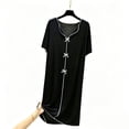 thumbnail image 5 of ZyeKqe Womens Nightgown Short Sleeve Bow Casual V Neck Pajamas Lightweight Loose Soft Comfy Loungewear Sleep Shirts, 5 of 5