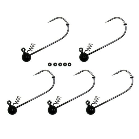 Harmony Fishing - Tungsten Shakeyhead Jigs [Pack of 5 w/ 10 Bait Pegs] (shaky head jig hooks for bass