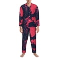 thumbnail image 3 of Balery Rock Skull Guitarist Pijama para Hombre de Dos Piezas con Manga Larga, Conjunto de Dormir y Descanso Suave con Bolsillos-Small, 3 of 7