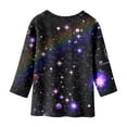 thumbnail image 4 of WEIYLL Kids Fashion T Shirt Blouse Starry Sky Print Round Neck 3/4 Sleeve T Shirt For Children Kids Girls for 4-5 Years, 4 of 4
