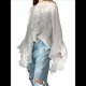 thumbnail image 2 of Blusas Casuales para Mujer, con Mangas Acampanadas, Cuello Alto y Volantes, Camisa de Verano A para Vacaciones. M, 2 of 10