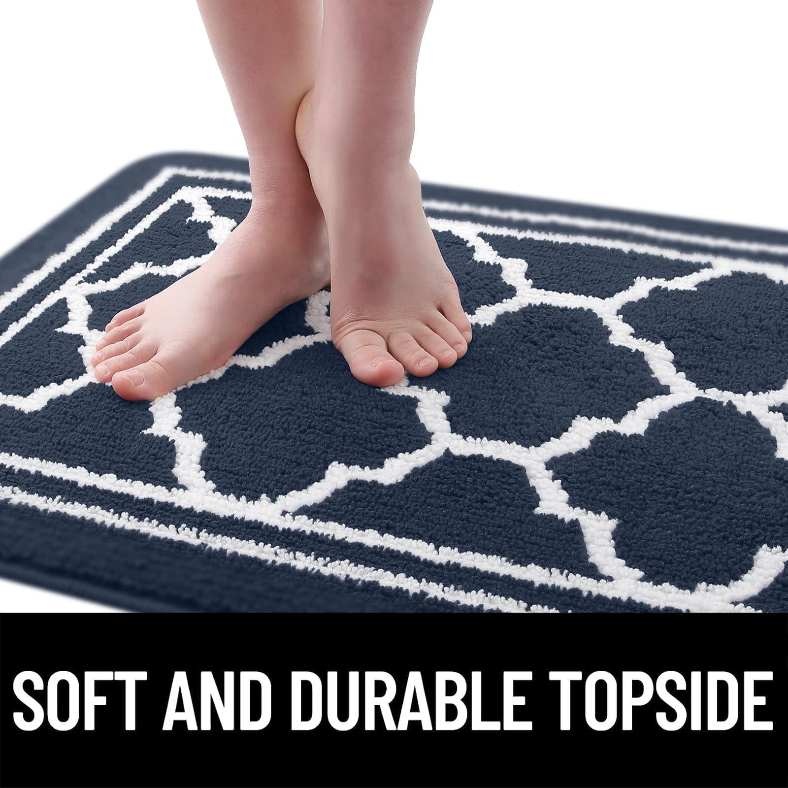 Buganda Door Mats Indoor, 17"×30", Water Absorbent Low Profile Anti-Slip Front Door Mat, Door Rugs for Entrance, Navy Blue