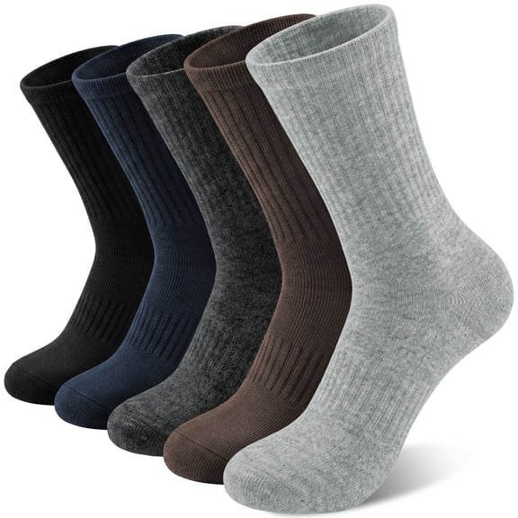 KOITHOT 5 Pairs Wool Socks for Men, Thick Soft Knit Vintage Boot Crew Socks