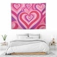 thumbnail image 3 of ONETECH Cute Pink Heart Aesthetic Tapestry Wall Hanging for Teen Girl Bedroom Dorm Decor, Pink Red Love Heart 2000s Indie Hippie Tapestry Kawaii Girly Pastel Pink Tapestry for Room Decor, 3 of 7