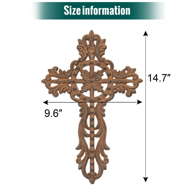 Sungmor Cast Iron Cross Wall Decor, Pretty & Ornate Metal Cross